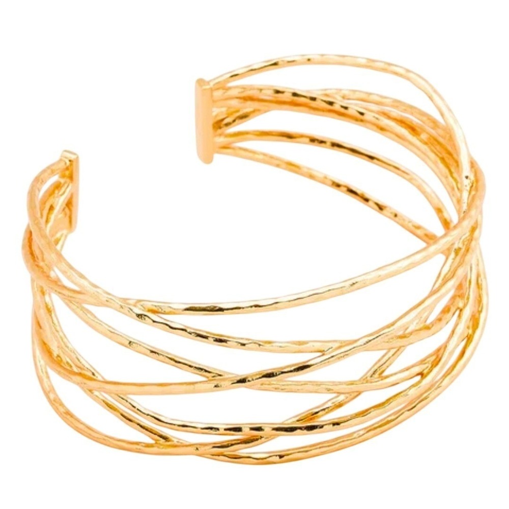Gorjana Multi Strand Hammered Gold Cuff Bracelet NWT